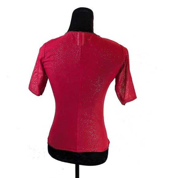 Sparkly Red & Black Top Front closure Size Medium Lucky 13 - Picture 3 of 5